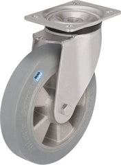 Blickle - 6-1/2" Diam x 1-31/32" Wide x 7-61/64" OAH Top Plate Mount Swivel Caster - Solid Rubber, 880 Lb Capacity, Ball Bearing, 5-1/2 x 4-3/8" Plate - USA Tool & Supply