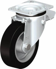 Blickle - 5" Diam x 1-37/64" Wide x 6-7/64" OAH Top Plate Mount Swivel Caster with Brake - Solid Rubber, 550 Lb Capacity, Ball Bearing, 3-15/16 x 3-3/8" Plate - USA Tool & Supply