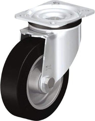 Blickle - 5" Diam x 1-37/64" Wide x 6-7/64" OAH Top Plate Mount Swivel Caster - Solid Rubber, 550 Lb Capacity, Ball Bearing, 3-15/16 x 3-3/8" Plate - USA Tool & Supply