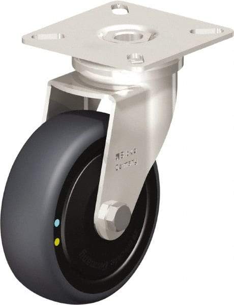 Blickle - 3" Diam x 63/64" Wide x 3-15/16" OAH Top Plate Mount Swivel Caster - Thermoplastic Rubber Elastomer (TPE), 110 Lb Capacity, Ball Bearing, 2-3/8 x 2-3/8" Plate - USA Tool & Supply