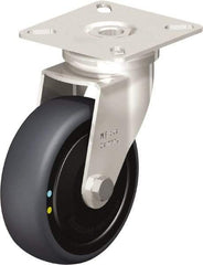 Blickle - 3" Diam x 63/64" Wide x 3-15/16" OAH Top Plate Mount Swivel Caster - Thermoplastic Rubber Elastomer (TPE), 110 Lb Capacity, Ball Bearing, 2-3/8 x 2-3/8" Plate - USA Tool & Supply