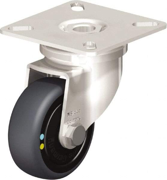 Blickle - 2" Diam x 3/4" Wide x 2-51/64" OAH Top Plate Mount Swivel Caster - Thermoplastic Rubber Elastomer (TPE), 66 Lb Capacity, Ball Bearing, 2-3/8 x 2-3/8" Plate - USA Tool & Supply