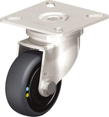 Blickle - 2" Diam x 3/4" Wide x 2-51/64" OAH Top Plate Mount Swivel Caster - Thermoplastic Rubber Elastomer (TPE), 66 Lb Capacity, Ball Bearing, 2-3/8 x 2-3/8" Plate - USA Tool & Supply