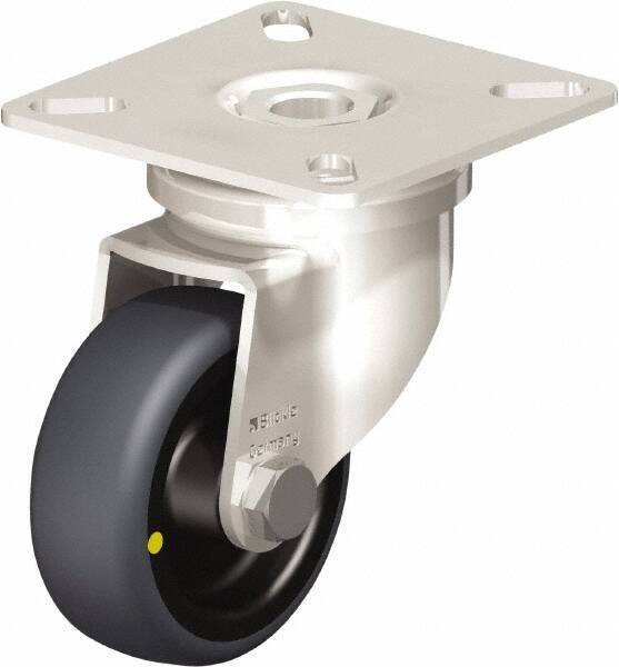 Blickle - 2" Diam x 3/4" Wide x 2-51/64" OAH Top Plate Mount Swivel Caster - Thermoplastic Rubber Elastomer (TPE), 66 Lb Capacity, Plain Bore Bearing, 2-3/8 x 2-3/8" Plate - USA Tool & Supply