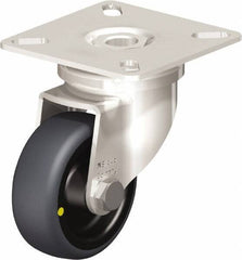 Blickle - 2" Diam x 3/4" Wide x 2-51/64" OAH Top Plate Mount Swivel Caster - Thermoplastic Rubber Elastomer (TPE), 66 Lb Capacity, Plain Bore Bearing, 2-3/8 x 2-3/8" Plate - USA Tool & Supply
