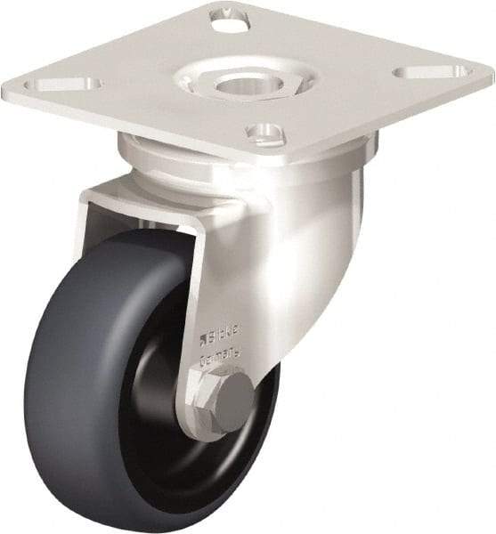 Blickle - 2" Diam x 3/4" Wide x 2-51/64" OAH Top Plate Mount Swivel Caster - Thermoplastic Rubber Elastomer (TPE), 110 Lb Capacity, Plain Bore Bearing, 2-3/8 x 2-3/8" Plate - USA Tool & Supply