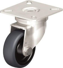 Blickle - 2" Diam x 3/4" Wide x 2-51/64" OAH Top Plate Mount Swivel Caster - Thermoplastic Rubber Elastomer (TPE), 110 Lb Capacity, Plain Bore Bearing, 2-3/8 x 2-3/8" Plate - USA Tool & Supply