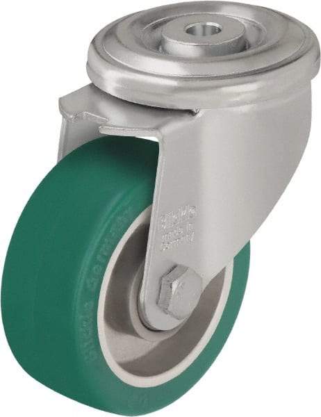 Blickle - 4" Diam x 1-37/64" Wide x 5-35/64" OAH Hollow Kingpin Mount Swivel Caster - Polyurethane-Elastomer Blickle Softhane, 660 Lb Capacity, Ball Bearing, Hollow Kingpin Stem - USA Tool & Supply