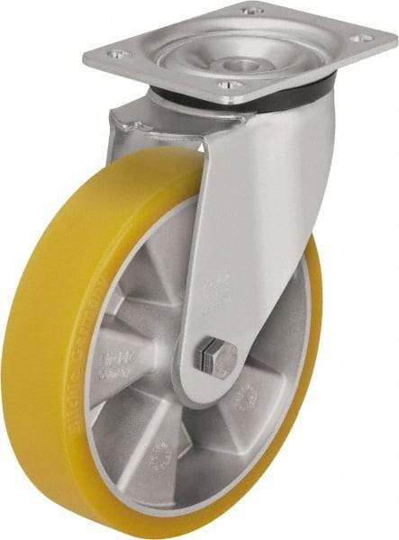 Blickle - 5" Diam x 2-1/8" Wide x 6-11/16" OAH Top Plate Mount Swivel Caster - Polyurethane-Elastomer Blickle Extrathane, 990 Lb Capacity, Ball Bearing, 5-1/2 x 4-3/8" Plate - USA Tool & Supply