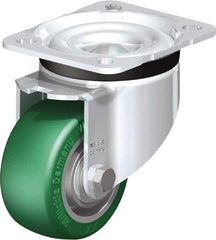 Blickle - 3" Diam x 1-9/16" Wide x 4-21/64" OAH Top Plate Mount Swivel Caster - Polyurethane-Elastomer Blickle Softhane, 506 Lb Capacity, Ball Bearing, 3-15/16 x 3-3/8" Plate - USA Tool & Supply