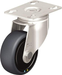 Blickle - 3" Diam x 1-1/4" Wide x 4-3/8" OAH Top Plate Mount Swivel Caster - Thermoplastic Rubber Elastomer (TPE), 143 Lb Capacity, Ball Bearing, 3-9/16 x 2-5/8" Plate - USA Tool & Supply