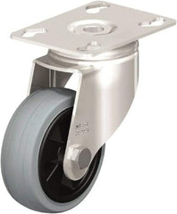 Blickle - 3" Diam x 63/64" Wide x 4-3/8" OAH Top Plate Mount Swivel Caster - Solid Rubber, 176 Lb Capacity, Plain Bore Bearing, 3-9/16 x 2-5/8" Plate - USA Tool & Supply