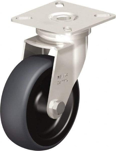 Blickle - 3" Diam x 63/64" Wide x 3-15/16" OAH Top Plate Mount Swivel Caster - Thermoplastic Rubber Elastomer (TPE), 165 Lb Capacity, Plain Bore Bearing, 2-3/8 x 2-3/8" Plate - USA Tool & Supply