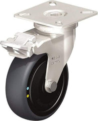 Blickle - 3" Diam x 63/64" Wide x 3-15/16" OAH Top Plate Mount Swivel Caster with Brake - Thermoplastic Rubber Elastomer (TPE), 110 Lb Capacity, Ball Bearing, 2-3/8 x 2-3/8" Plate - USA Tool & Supply