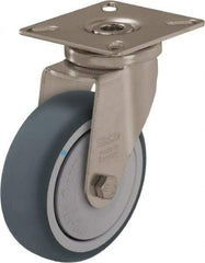 Blickle - 2" Diam x 3/4" Wide x 2-51/64" OAH Top Plate Mount Swivel Caster - Thermoplastic Rubber Elastomer (TPE), 110 Lb Capacity, Ball Bearing, 2-3/8 x 2-3/8" Plate - USA Tool & Supply