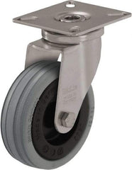 Blickle - 2" Diam x 45/64" Wide x 2-51/64" OAH Top Plate Mount Swivel Caster - Solid Rubber, 88 Lb Capacity, Plain Bore Bearing, 2-3/8 x 2-3/8" Plate - USA Tool & Supply