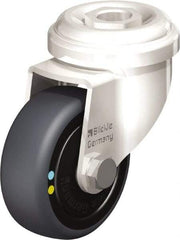 Blickle - 2" Diam x 3/4" Wide x 2-23/32" OAH Hollow Kingpin Mount Swivel Caster - Thermoplastic Rubber Elastomer (TPE), 66 Lb Capacity, Ball Bearing, Hollow Kingpin Stem - USA Tool & Supply