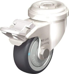 Blickle - 2" Diam x 3/4" Wide x 2-23/32" OAH Hollow Kingpin Mount Swivel Caster with Brake - Thermoplastic Rubber Elastomer (TPE), 110 Lb Capacity, Ball Bearing, Hollow Kingpin Stem - USA Tool & Supply