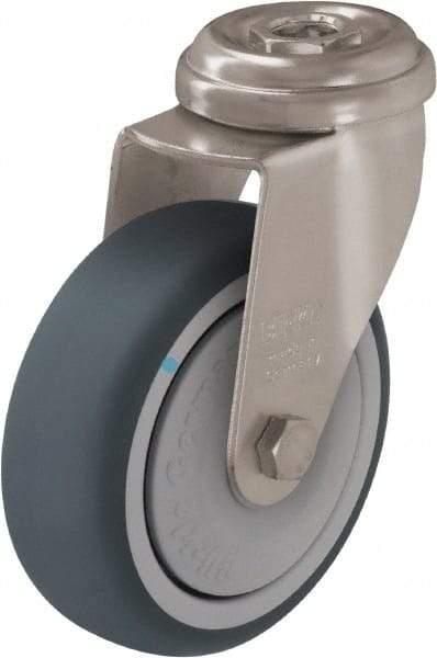 Blickle - 3" Diam x 63/64" Wide x 3-27/32" OAH Hollow Kingpin Mount Swivel Caster - Thermoplastic Rubber Elastomer (TPE), 165 Lb Capacity, Ball Bearing, Hollow Kingpin Stem - USA Tool & Supply