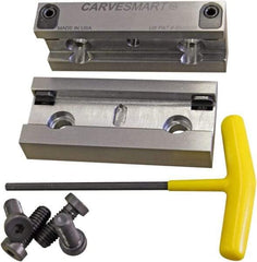 CarveSmart - 3/4" Jaw Width, 1.685" Jaw Height, 3/4" Jaw Thickness, Quick Change Jaw System Vise Jaw Sets - Steel, Bolt-On, 2 Jaws, Semi-Hard Jaws - USA Tool & Supply