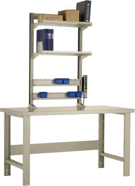 Rousseau Metal - No Drawers, 2 Shelf Workstation - 1,100 Lb Capacity, Steel Top, Everest Blue, 60" Wide x 80" High x 30" Long - USA Tool & Supply
