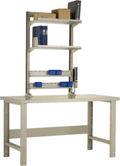 Rousseau Metal - No Drawers, 2 Shelf Workstation - 1,100 Lb Capacity, Steel Top, Everest Blue, 60" Wide x 80" High x 30" Long - USA Tool & Supply