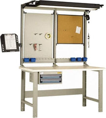 Rousseau Metal - 2 Drawer, Workstation - 1,100 Lb Capacity, Plastic Top, Everest Blue, 60" Wide x 80" High x 30" Long - USA Tool & Supply