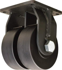Hamilton - 6" Diam x 3" Wide x 10" OAH Top Plate Mount Dual Rigid Caster - Nylon, 10,800 Lb Capacity, Sealed Precision Ball Bearing, 8-1/2 x 8-1/2" Plate - USA Tool & Supply