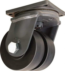 Hamilton - 8" Diam x 3" Wide x 11" OAH Top Plate Mount Dual Swivel Caster - Nylon, 14,400 Lb Capacity, Sealed Precision Ball Bearing, 8-1/2 x 8-1/2" Plate - USA Tool & Supply
