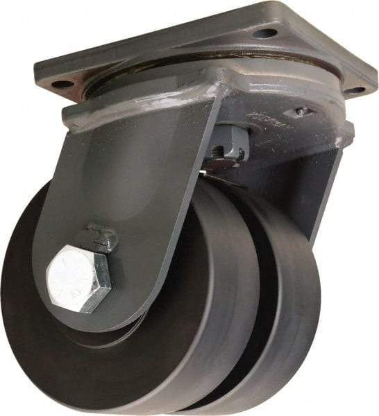 Hamilton - 6" Diam x 3" Wide x 10" OAH Top Plate Mount Dual Swivel Caster - Nylon, 10,800 Lb Capacity, Sealed Precision Ball Bearing, 8-1/2 x 8-1/2" Plate - USA Tool & Supply