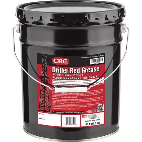 CRC - 35 Lb Pail Lithium Extreme Pressure Grease - Red, Extreme Pressure & High Temperature, 400°F Max Temp, NLGIG 2, - USA Tool & Supply