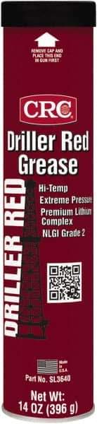 CRC - 14 oz Cartridge Lithium Extreme Pressure Grease - Red, Extreme Pressure & High Temperature, 400°F Max Temp, NLGIG 2, - USA Tool & Supply