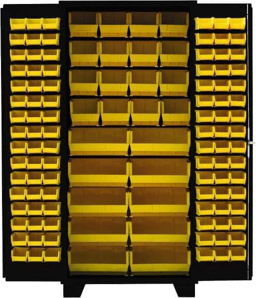 Jamco - 122 Bin Storage Cabinet - Steel, 36" Wide x 24" Deep x 78" High, Black - USA Tool & Supply