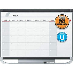 Quartet - 24" High x 36" Wide Magnetic Dry Erase Calendar - Fiberboard/Plastic Frame, Includes Dry-Erase Marker & Mounting Kit - USA Tool & Supply