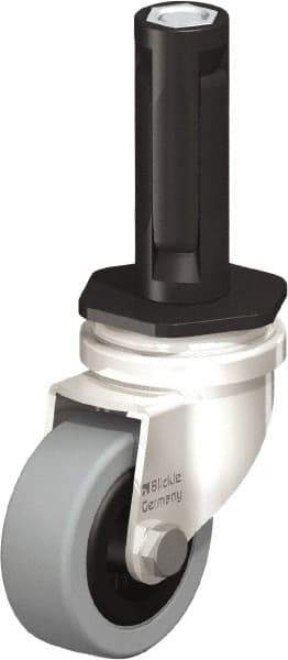 Blickle - 2" Diam x 45/64" Wide x 2-13/16" OAH Stem Mount Swivel Caster - Solid Rubber, 88 Lb Capacity, Plain Bore Bearing, Round Stem - USA Tool & Supply