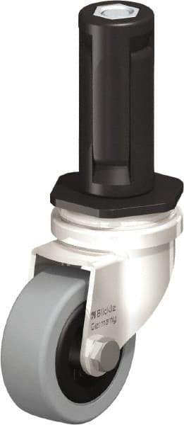 Blickle - 2" Diam x 45/64" Wide x 2-13/16" OAH Stem Mount Swivel Caster - Solid Rubber, 88 Lb Capacity, Plain Bore Bearing, Round Stem - USA Tool & Supply