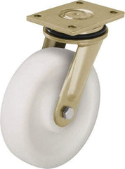 Blickle - 6" Diam x 1-31/32" Wide x 7-7/8" OAH Top Plate Mount Swivel Caster - Impact-Resistant Nylon, 1,760 Lb Capacity, Plain Bore Bearing, 5-1/2 x 4-3/8" Plate - USA Tool & Supply