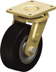 Blickle - 8" Diam x 3-9/64" Wide x 10-1/32" OAH Top Plate Mount Swivel Caster - Solid Rubber, 1,870 Lb Capacity, Ball Bearing, 6-7/8 x 5-1/2" Plate - USA Tool & Supply