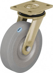 Blickle - 8" Diam x 1-31/32" Wide x 9-41/64" OAH Top Plate Mount Swivel Caster - Solid Rubber, 1,320 Lb Capacity, Ball Bearing, 5-1/2 x 4-3/8" Plate - USA Tool & Supply