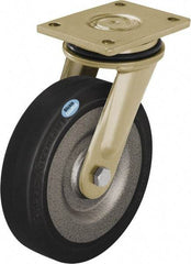 Blickle - 6-1/2" Diam x 1-31/32" Wide x 8-1/16" OAH Top Plate Mount Swivel Caster - Solid Rubber, 990 Lb Capacity, Ball Bearing, 5-1/2 x 4-3/8" Plate - USA Tool & Supply