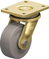 Blickle - 5" Diam x 1-31/32" Wide x 6-11/16" OAH Top Plate Mount Swivel Caster - Solid Rubber, 704 Lb Capacity, Ball Bearing, 5-1/2 x 4-3/8" Plate - USA Tool & Supply