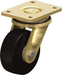 Blickle - 5" Diam x 1-31/32" Wide x 6-11/16" OAH Top Plate Mount Swivel Caster - Solid Rubber, 704 Lb Capacity, Ball Bearing, 5-1/2 x 4-3/8" Plate - USA Tool & Supply