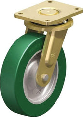 Blickle - 10" Diam x 2-23/64" Wide x 12" OAH Top Plate Mount Swivel Caster - Polyurethane-Elastomer Blickle Softhane, 2,640 Lb Capacity, Ball Bearing, 6-7/8 x 5-1/2" Plate - USA Tool & Supply