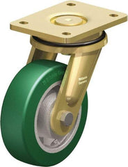 Blickle - 6" Diam x 1-31/32" Wide x 7-7/8" OAH Top Plate Mount Swivel Caster - Polyurethane-Elastomer Blickle Softhane, 1,210 Lb Capacity, Ball Bearing, 5-1/2 x 4-3/8" Plate - USA Tool & Supply