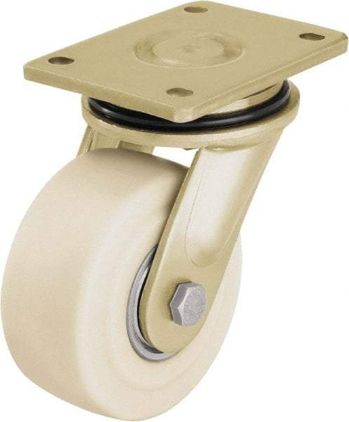 Blickle - 5" Diam x 2-5/32" Wide x 6-11/16" OAH Top Plate Mount Swivel Caster - Impact-Resistant Cast Nylon, 3,850 Lb Capacity, Ball Bearing, 5-1/2 x 4-3/8" Plate - USA Tool & Supply