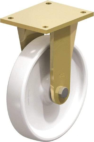 Blickle - 10" Diam x 1-31/32" Wide x 12" OAH Top Plate Mount Rigid Caster - Impact-Resistant Nylon, 3,300 Lb Capacity, Plain Bore Bearing, 6-7/8 x 5-1/2" Plate - USA Tool & Supply