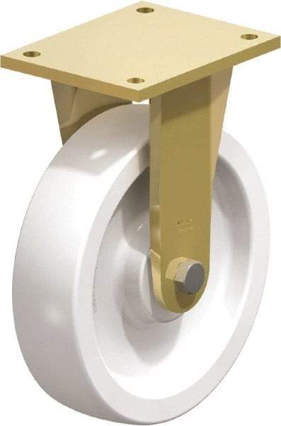 Blickle - 10" Diam x 2-9/16" Wide x 12" OAH Top Plate Mount Rigid Caster - Impact-Resistant Nylon, 4,400 Lb Capacity, Plain Bore Bearing, 6-7/8 x 5-1/2" Plate - USA Tool & Supply