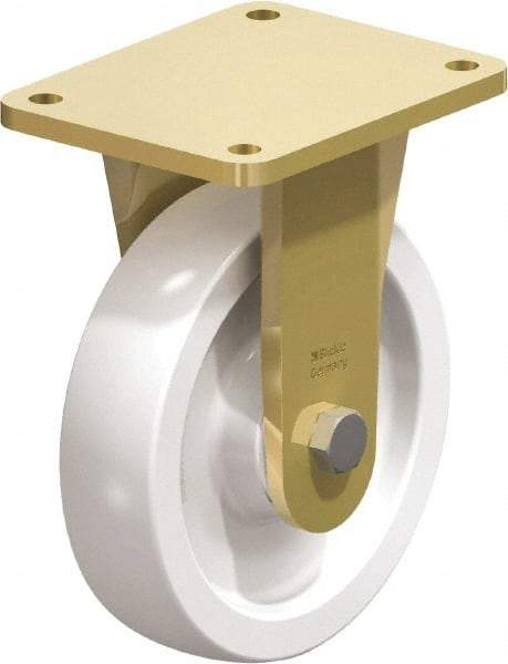 Blickle - 8" Diam x 1-31/32" Wide x 9-41/64" OAH Top Plate Mount Rigid Caster - Impact-Resistant Nylon, 3,300 Lb Capacity, Plain Bore Bearing, 5-1/2 x 4-3/8" Plate - USA Tool & Supply