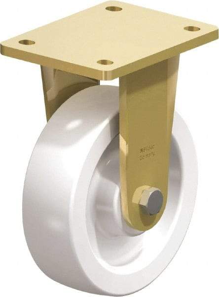 Blickle - 6-1/2" Diam x 1-31/32" Wide x 8-5/64" OAH Top Plate Mount Rigid Caster - Impact-Resistant Nylon, 1,870 Lb Capacity, Plain Bore Bearing, 5-1/2 x 4-3/8" Plate - USA Tool & Supply