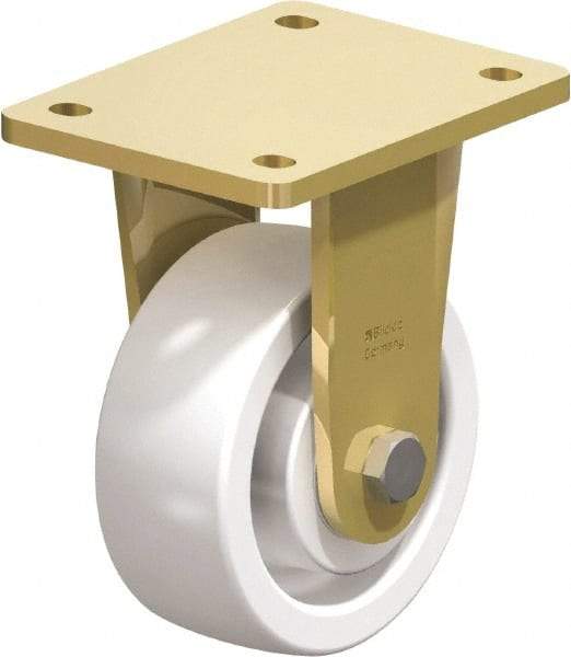 Blickle - 5" Diam x 1-31/32" Wide x 6-11/16" OAH Top Plate Mount Rigid Caster - Impact-Resistant Nylon, 1,650 Lb Capacity, Ball Bearing, 5-1/2 x 4-3/8" Plate - USA Tool & Supply